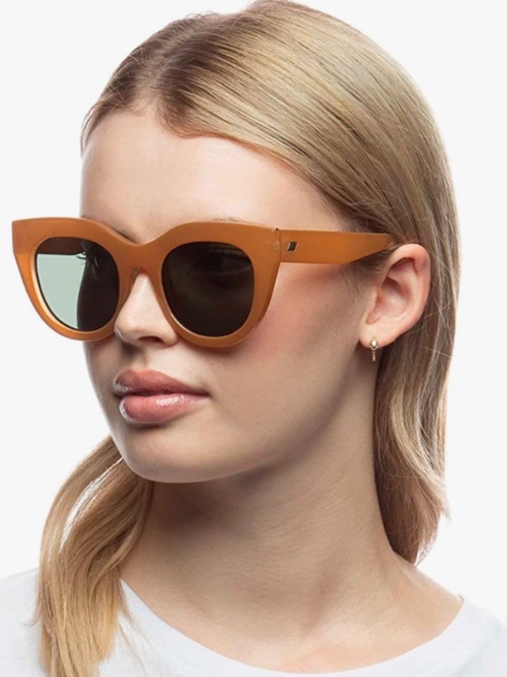 Le Specs Matte Amber Cat Eye Sunglasses with Dark Lenses